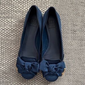 Tory Burch Dark Blue Bow Flats